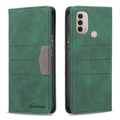 Custodia Portafoglio In Pelle Cover con Supporto B06F per Motorola Moto E20 Verde