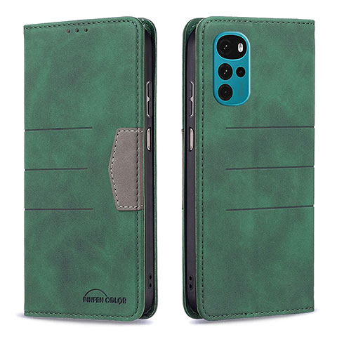 Custodia Portafoglio In Pelle Cover con Supporto B06F per Motorola Moto G22 Verde