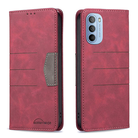 Custodia Portafoglio In Pelle Cover con Supporto B06F per Motorola Moto G41 Rosso