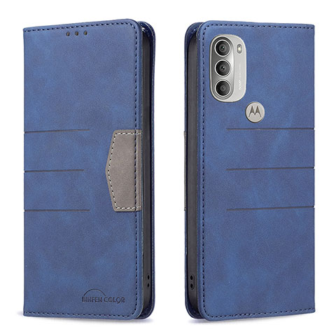 Custodia Portafoglio In Pelle Cover con Supporto B06F per Motorola Moto G51 5G Blu