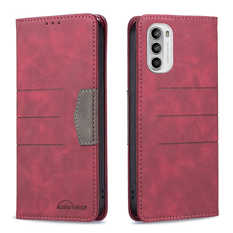 Custodia Portafoglio In Pelle Cover con Supporto B06F per Motorola MOTO G52 Rosso