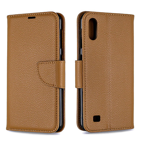 Custodia Portafoglio In Pelle Cover con Supporto B06F per Samsung Galaxy A10 Marrone