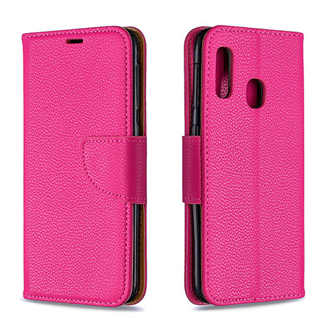 Custodia Portafoglio In Pelle Cover con Supporto B06F per Samsung Galaxy A20e Rosa Caldo