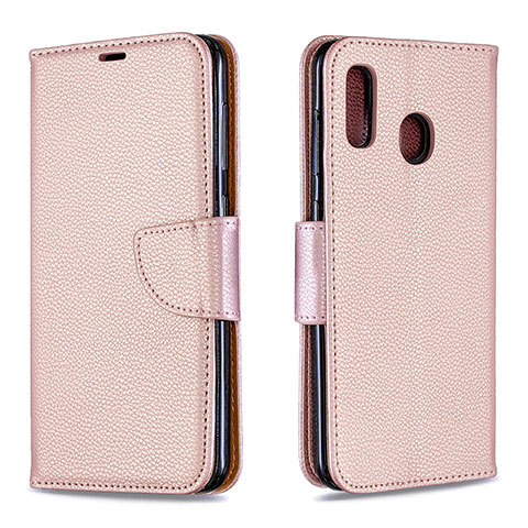 Custodia Portafoglio In Pelle Cover con Supporto B06F per Samsung Galaxy A30 Oro Rosa