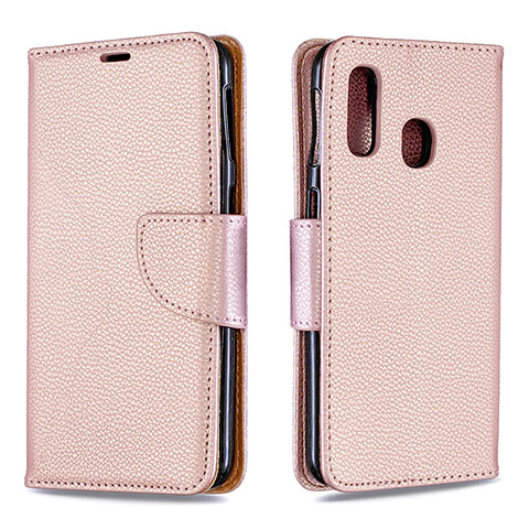 Custodia Portafoglio In Pelle Cover con Supporto B06F per Samsung Galaxy A40 Oro Rosa