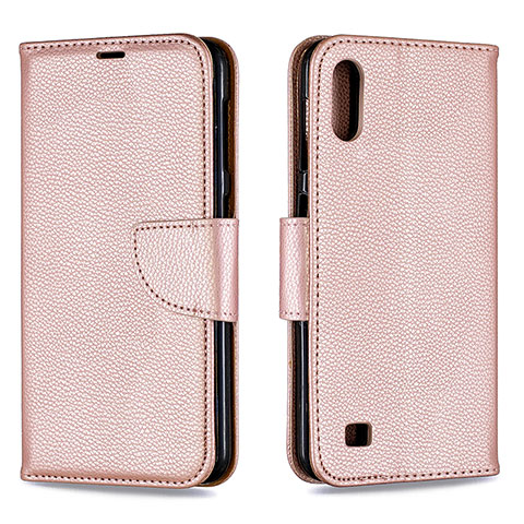 Custodia Portafoglio In Pelle Cover con Supporto B06F per Samsung Galaxy M10 Oro Rosa