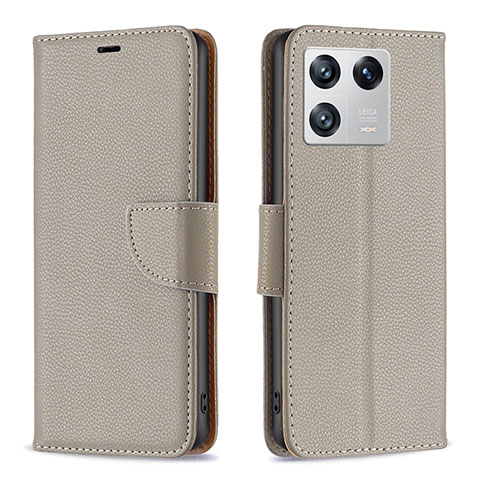 Custodia Portafoglio In Pelle Cover con Supporto B06F per Xiaomi Mi 13 5G Grigio