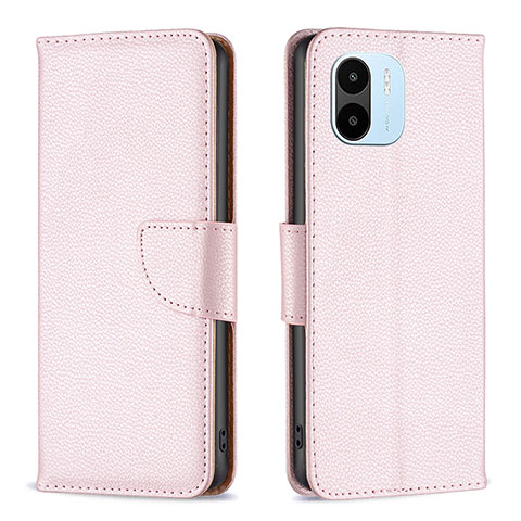 Custodia Portafoglio In Pelle Cover con Supporto B06F per Xiaomi Redmi A2 Oro Rosa