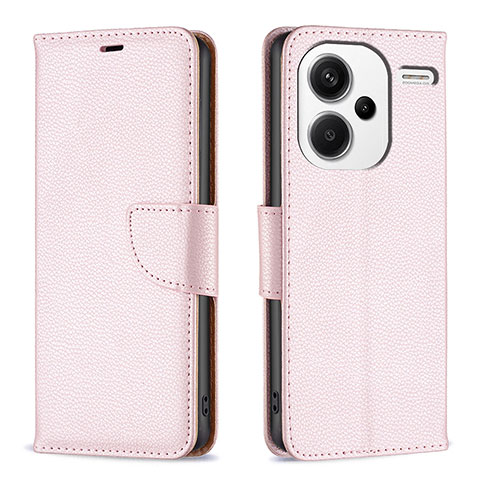 Custodia Portafoglio In Pelle Cover con Supporto B06F per Xiaomi Redmi Note 13 Pro+ Plus 5G Oro Rosa