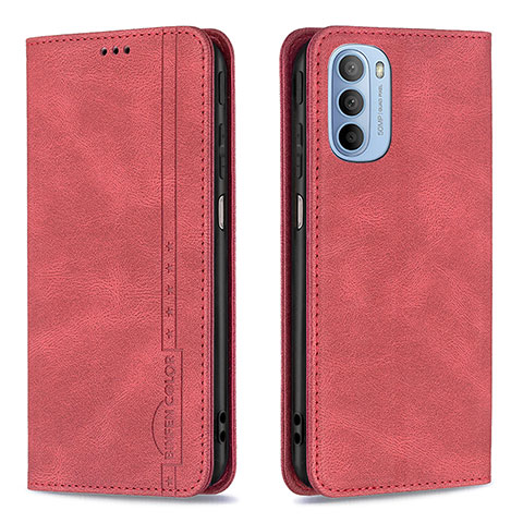 Custodia Portafoglio In Pelle Cover con Supporto B07F per Motorola Moto G41 Rosso