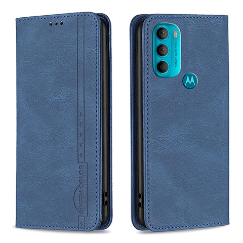 Custodia Portafoglio In Pelle Cover con Supporto B07F per Motorola Moto G71 5G Blu
