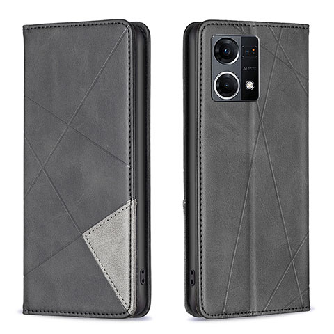 Custodia Portafoglio In Pelle Cover con Supporto B07F per Oppo F21 Pro 4G Nero