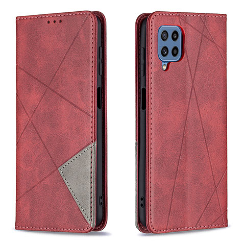 Custodia Portafoglio In Pelle Cover con Supporto B07F per Samsung Galaxy M32 4G Rosso