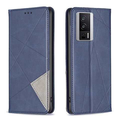 Custodia Portafoglio In Pelle Cover con Supporto B07F per Xiaomi Poco F5 Pro 5G Blu