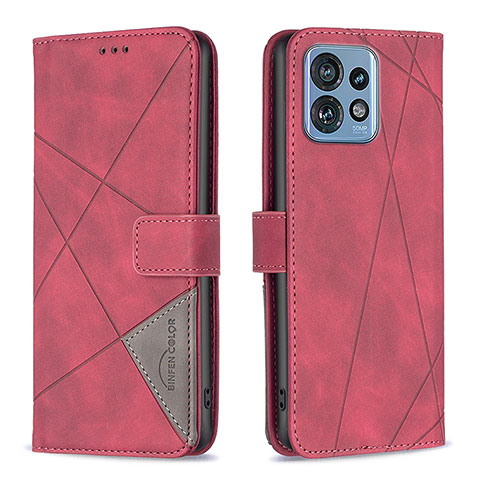 Custodia Portafoglio In Pelle Cover con Supporto B08F per Motorola Moto Edge Plus (2023) 5G Rosso