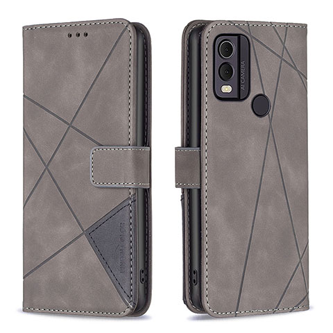 Custodia Portafoglio In Pelle Cover con Supporto B08F per Nokia C22 Grigio