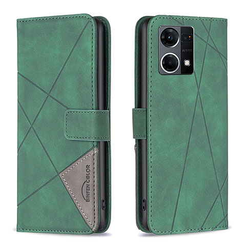 Custodia Portafoglio In Pelle Cover con Supporto B08F per Oppo F21 Pro 4G Verde