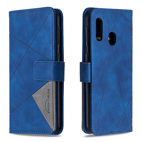 Custodia Portafoglio In Pelle Cover con Supporto B08F per Samsung Galaxy A20e Blu