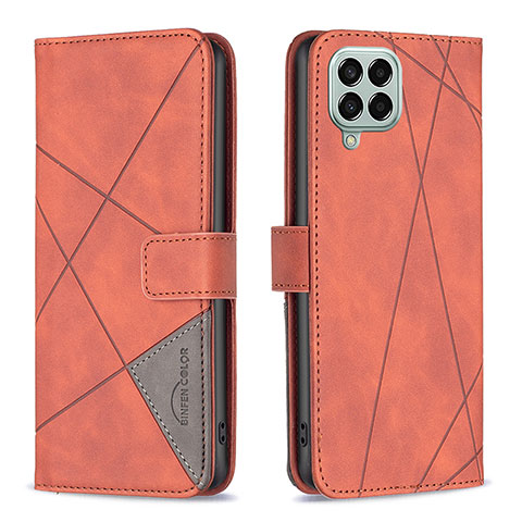Custodia Portafoglio In Pelle Cover con Supporto B08F per Samsung Galaxy M33 5G Arancione