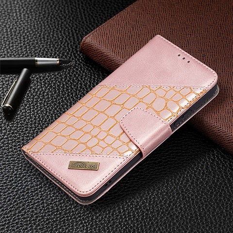 Custodia Portafoglio In Pelle Cover con Supporto B08F per Samsung Galaxy S21 5G Rosa
