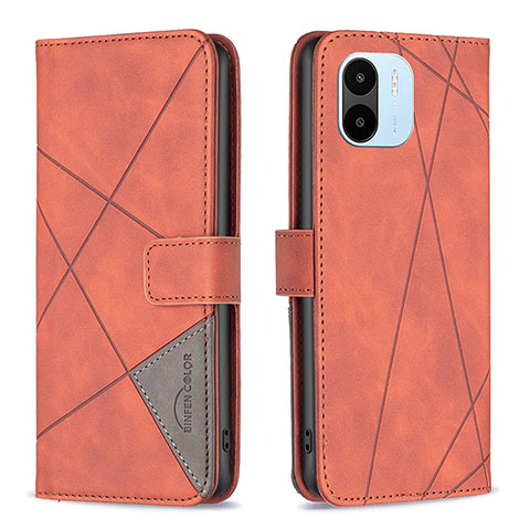 Custodia Portafoglio In Pelle Cover con Supporto B08F per Xiaomi Redmi A2 Plus Arancione