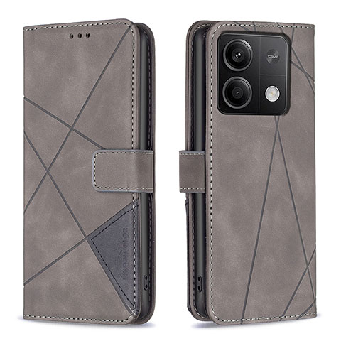 Custodia Portafoglio In Pelle Cover con Supporto B08F per Xiaomi Redmi Note 13 5G Grigio
