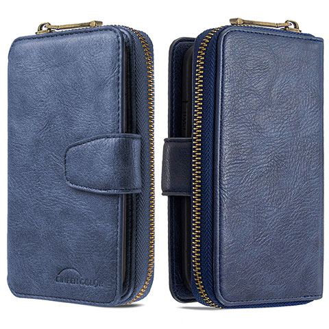 Custodia Portafoglio In Pelle Cover con Supporto B10F per Samsung Galaxy A81 Blu
