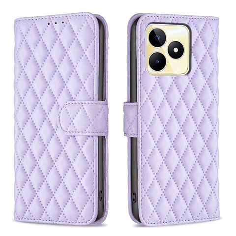 Custodia Portafoglio In Pelle Cover con Supporto B11F per Realme C67 Viola