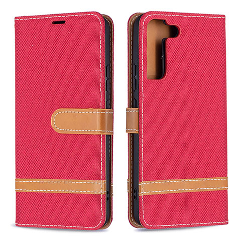 Custodia Portafoglio In Pelle Cover con Supporto B11F per Samsung Galaxy S21 5G Rosso