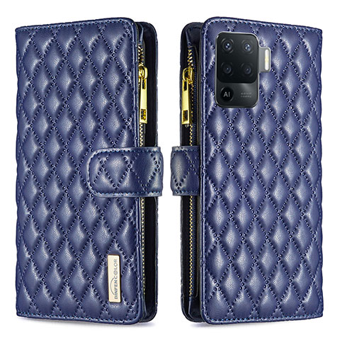 Custodia Portafoglio In Pelle Cover con Supporto B12F per Oppo A94 4G Blu