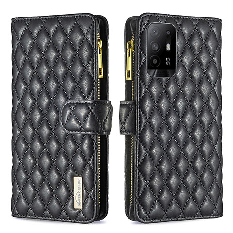 Custodia Portafoglio In Pelle Cover con Supporto B12F per Oppo F19 Pro+ Plus 5G Nero