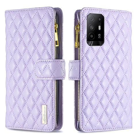 Custodia Portafoglio In Pelle Cover con Supporto B12F per Oppo F19 Pro+ Plus 5G Viola