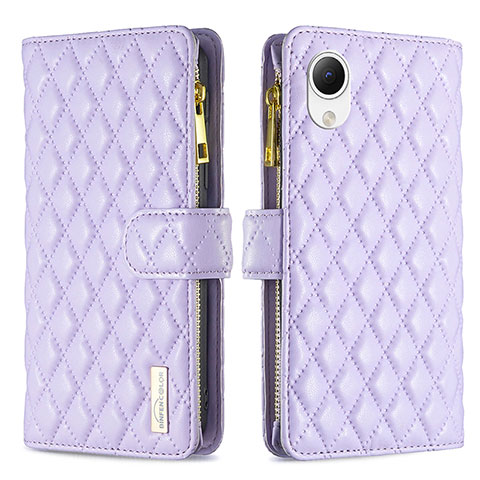 Custodia Portafoglio In Pelle Cover con Supporto B12F per Samsung Galaxy A23e 5G Viola