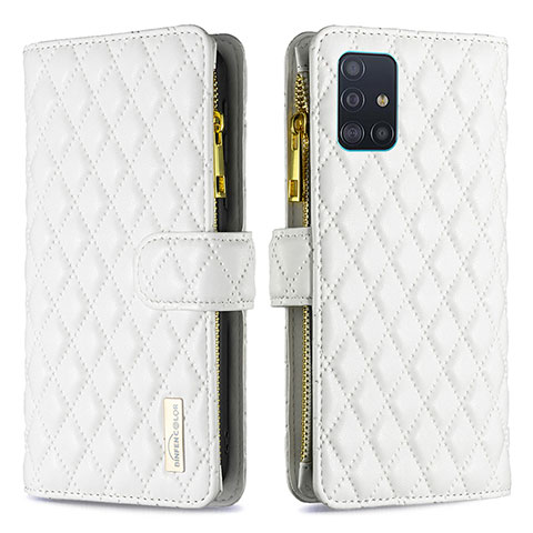 Custodia Portafoglio In Pelle Cover con Supporto B12F per Samsung Galaxy A51 4G Bianco
