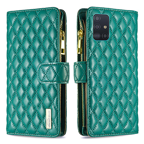 Custodia Portafoglio In Pelle Cover con Supporto B12F per Samsung Galaxy M40S Verde