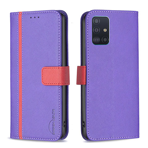 Custodia Portafoglio In Pelle Cover con Supporto B13F per Samsung Galaxy A51 4G Viola