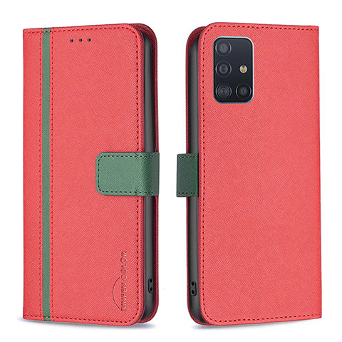 Custodia Portafoglio In Pelle Cover con Supporto B13F per Samsung Galaxy M40S Rosso