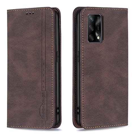 Custodia Portafoglio In Pelle Cover con Supporto B15F per Oppo F19 Marrone