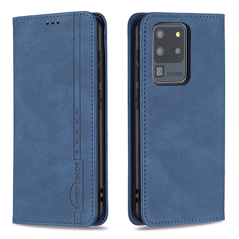 Custodia Portafoglio In Pelle Cover con Supporto B15F per Samsung Galaxy S20 Ultra Blu
