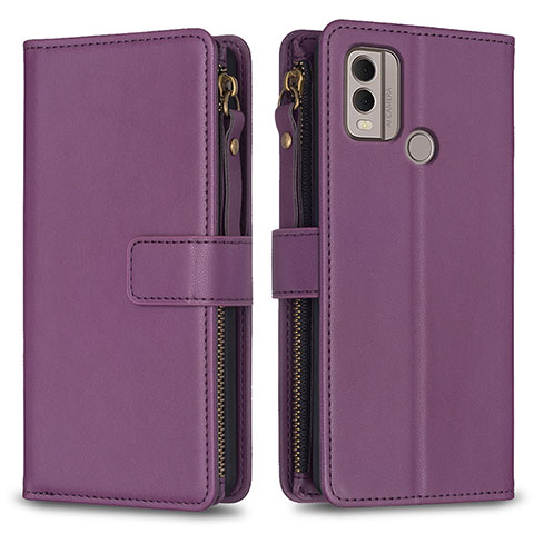 Custodia Portafoglio In Pelle Cover con Supporto B16F per Nokia C22 Viola