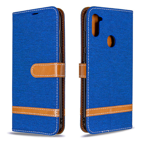 Custodia Portafoglio In Pelle Cover con Supporto B16F per Samsung Galaxy A11 Blu