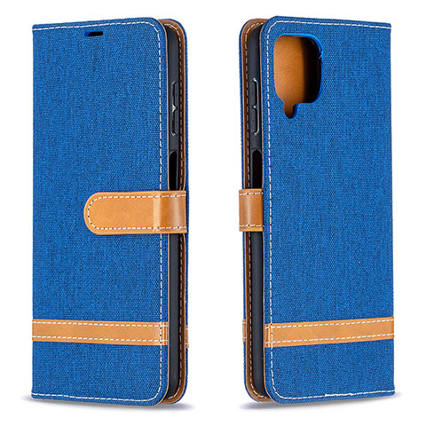 Custodia Portafoglio In Pelle Cover con Supporto B16F per Samsung Galaxy A12 Nacho Blu