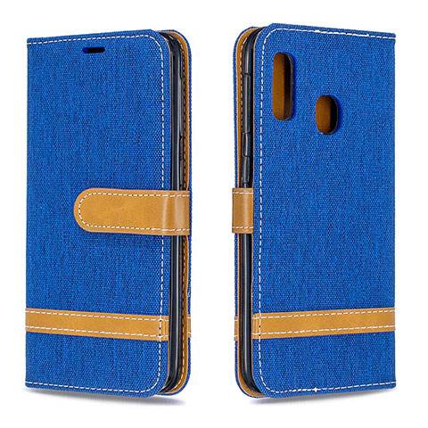 Custodia Portafoglio In Pelle Cover con Supporto B16F per Samsung Galaxy A20e Blu