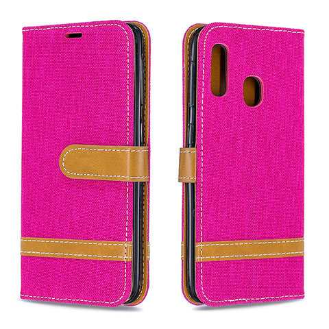 Custodia Portafoglio In Pelle Cover con Supporto B16F per Samsung Galaxy A20e Rosa Caldo