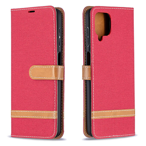Custodia Portafoglio In Pelle Cover con Supporto B16F per Samsung Galaxy F12 Rosso