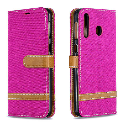 Custodia Portafoglio In Pelle Cover con Supporto B16F per Samsung Galaxy M30 Rosa Caldo