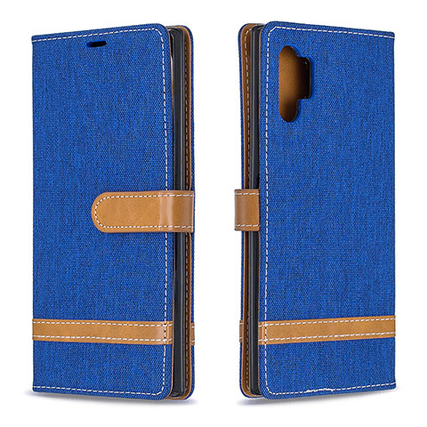 Custodia Portafoglio In Pelle Cover con Supporto B16F per Samsung Galaxy Note 10 Plus 5G Blu