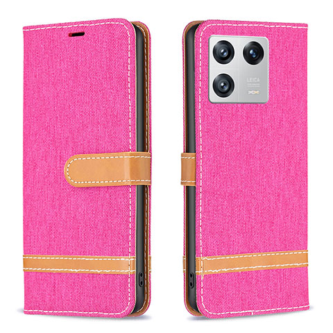 Custodia Portafoglio In Pelle Cover con Supporto B16F per Xiaomi Mi 13 Pro 5G Rosa Caldo