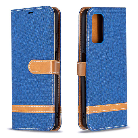 Custodia Portafoglio In Pelle Cover con Supporto B16F per Xiaomi Poco M3 Blu