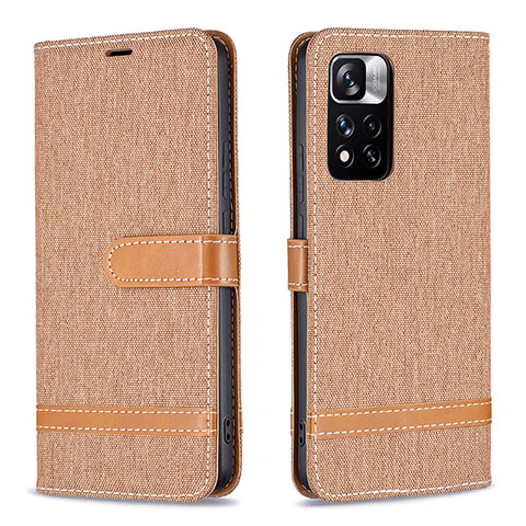 Custodia Portafoglio In Pelle Cover con Supporto B16F per Xiaomi Poco X4 NFC Oro